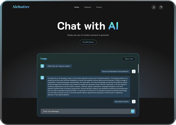 AI Web App mockup